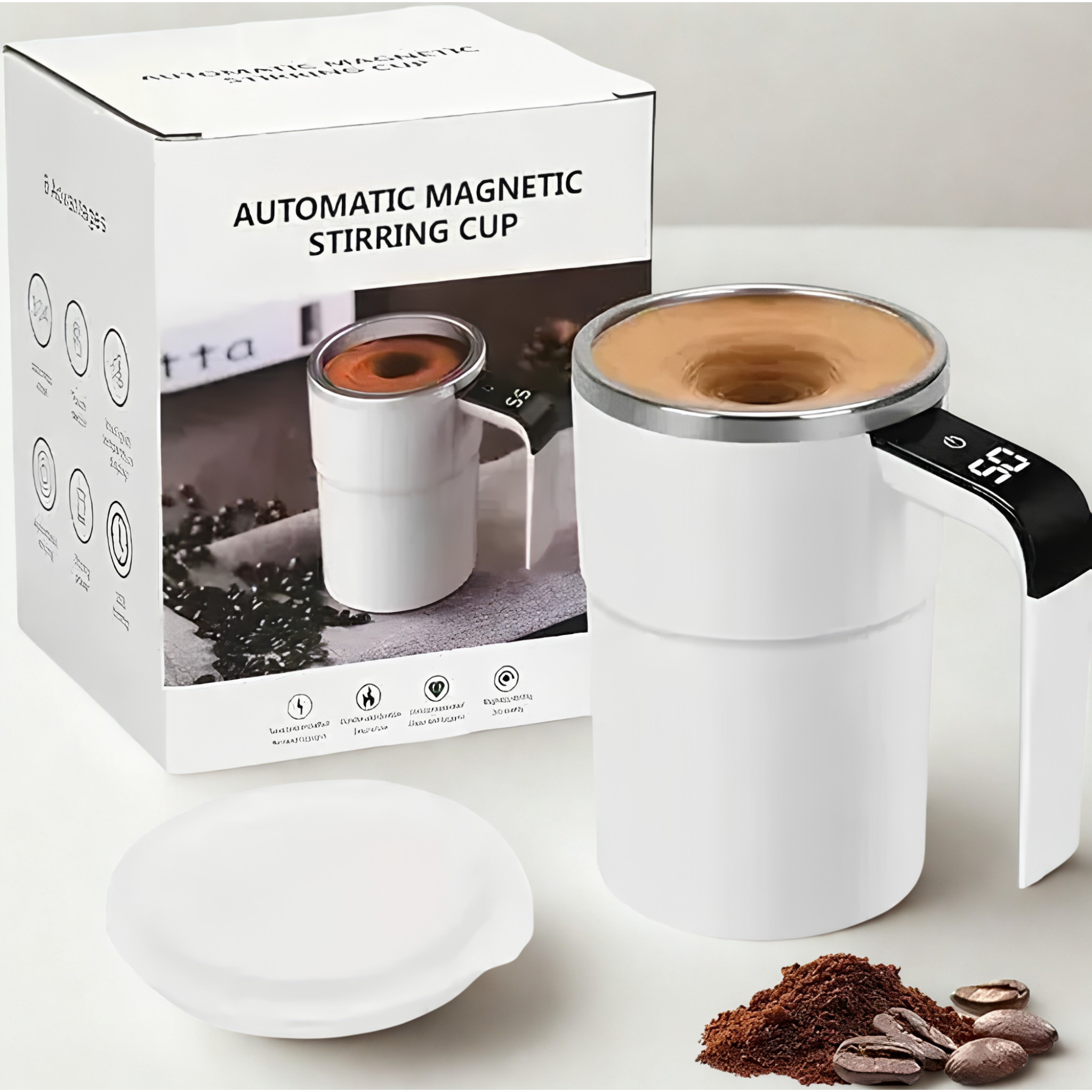 Taza eléctrica de café de 380 ml con automezcla