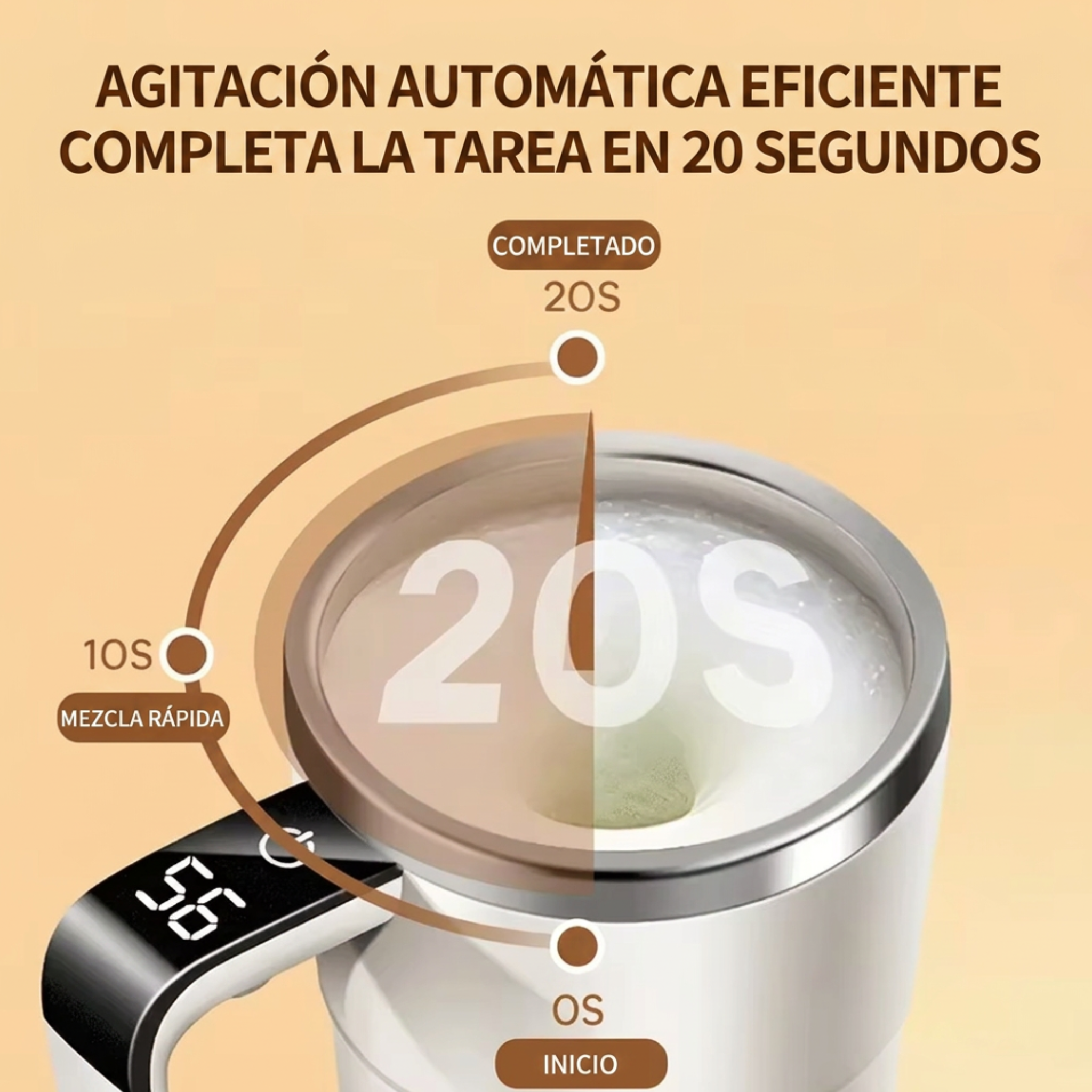 Taza eléctrica de café de 380 ml con automezcla